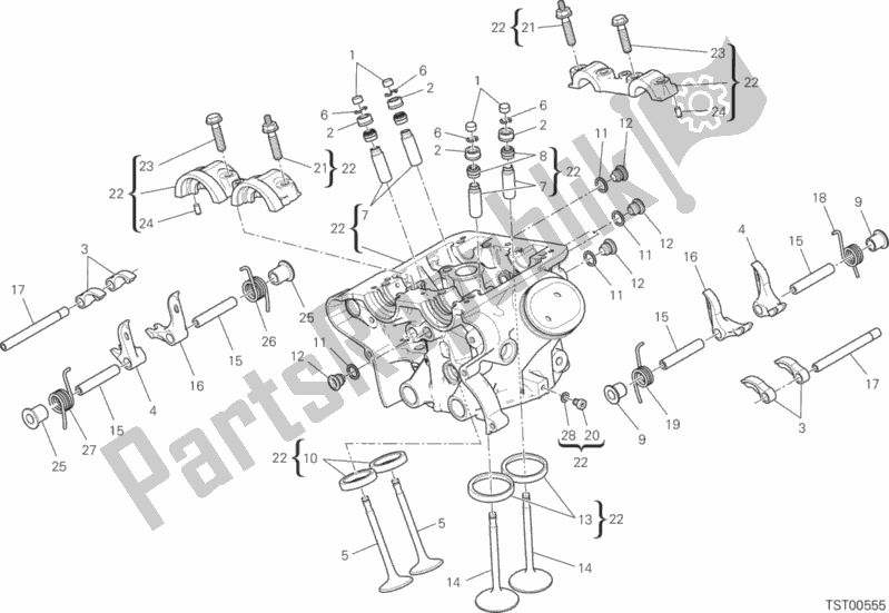 All parts for the Vertical Cylinder Head of the Ducati Multistrada 1200 Enduro Touring Pack Brasil 2019